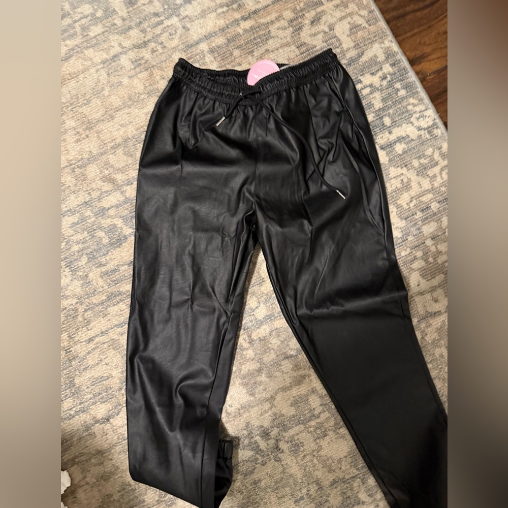 BN Pleather black joggers